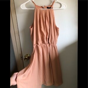 Pink chiffon halter dress
